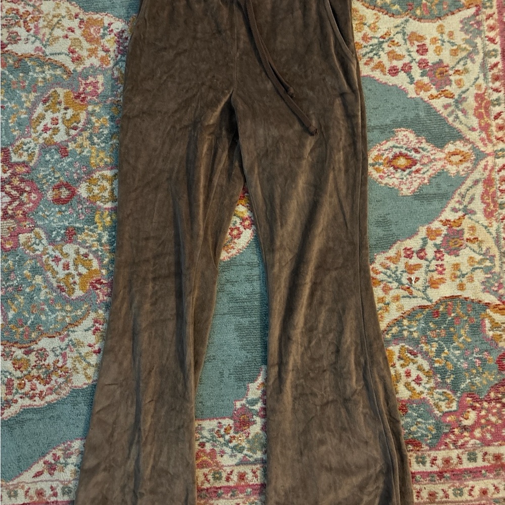 Brown Velvet Flare Pants